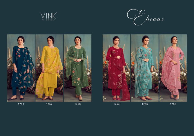 Ehsaas By Vink 1751 To 1756 Kurti With Bottom Dupatta Suppliers in India